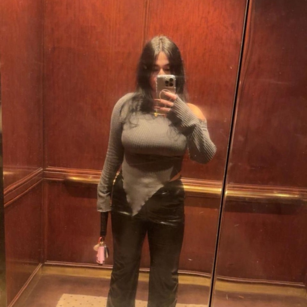 Black Asymmetrical Long Sleeve Top